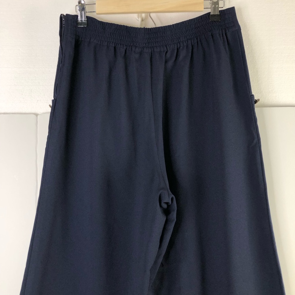 ModCloth Women Pants Cambridge Wide Leg High Rise Trousers Sz L Navy Academia - Picture 5 of 9